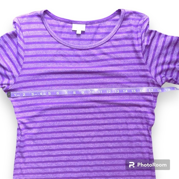 LulaRoe Julia Cotton Blend Large Purple Striped dress - Picture 2 of 5